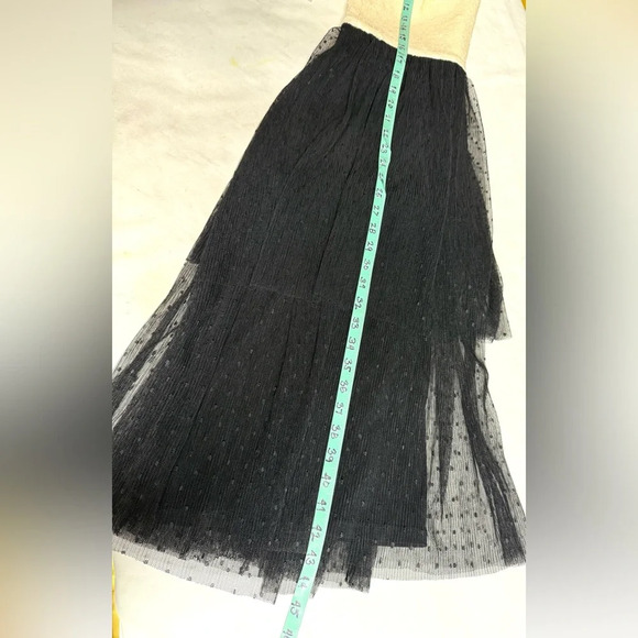 DRESS THE POPULATION Cream sequin KADY w/black tulle skirt cocktail dress size L - Picture 13 of 13